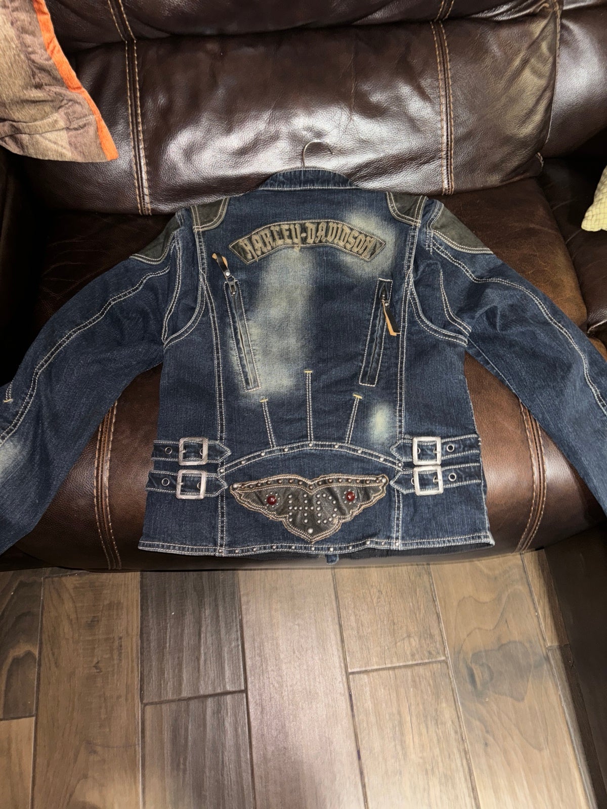 Harley Davidson Women's Riding Gear Full Zip Leather Trim Embroidered Jacket XS