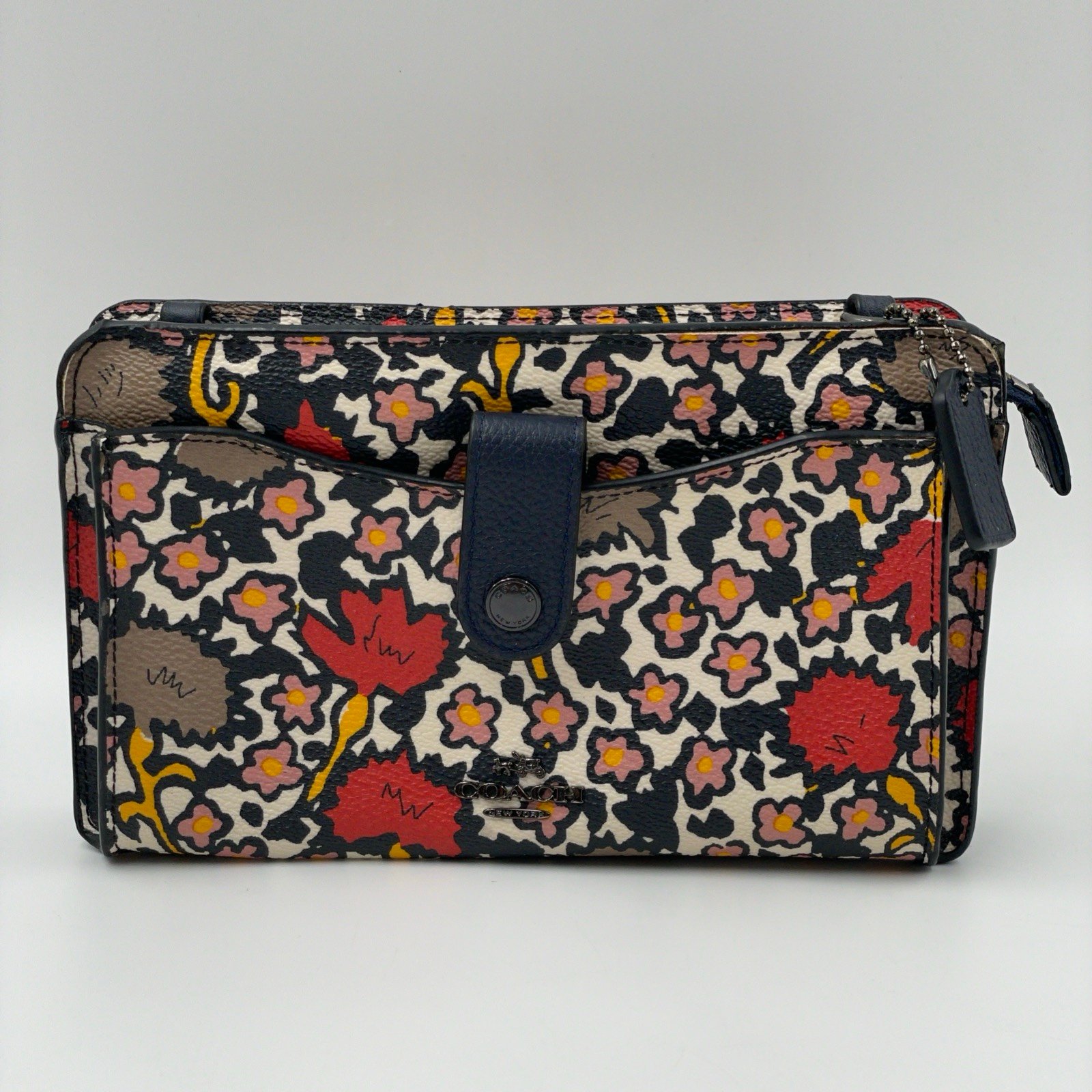 Coach Messenger Bag Purse Pop Up Pouch Pebble Leather Yankee Floral No Strap