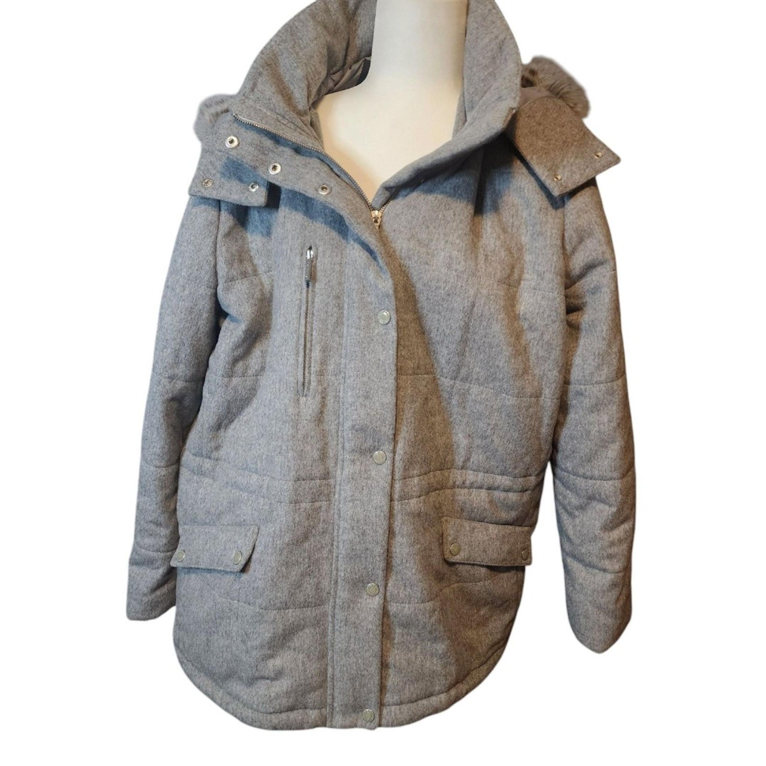Talbots Gray Wool Blend Womens Coat Hooded Size 2X Winter Chic Elegant