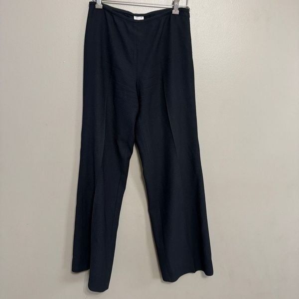 Armani Collezioni black wide leg textured pants size 40