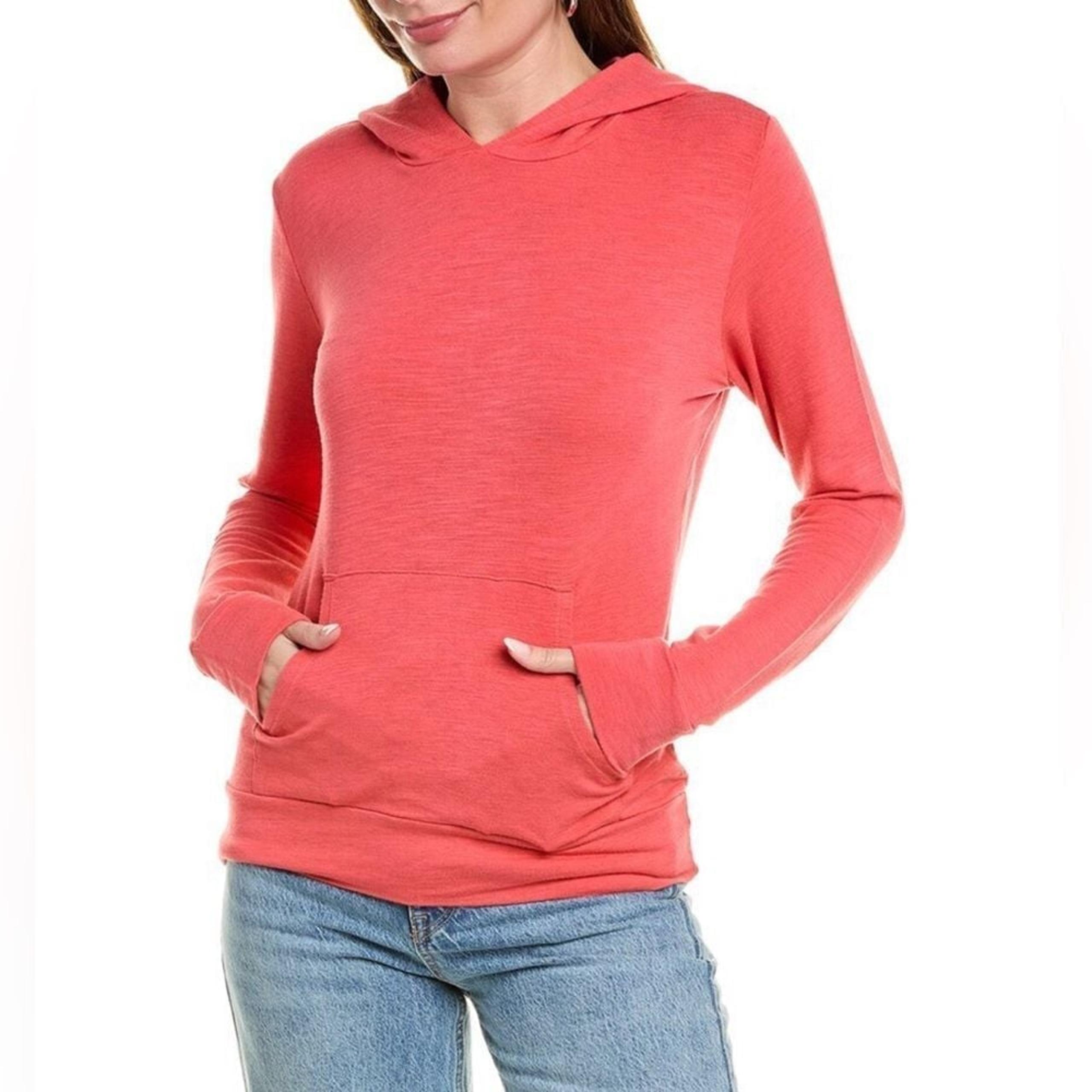 Monrow Pullover Hoodie Super Soft Rayon Kangaroo Orange Athleisure Pullover XL