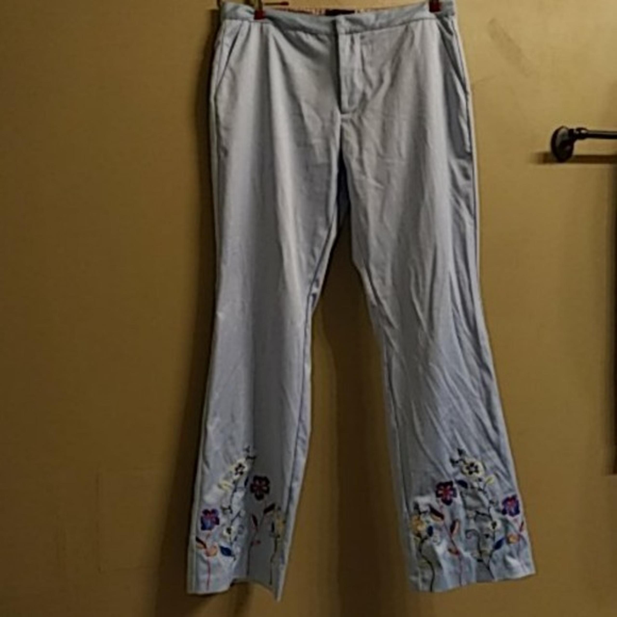 Vintage Tommy Hilfiger Embellish Embroidery Blue Silk Dress Pants Y2K 90's Sz 9