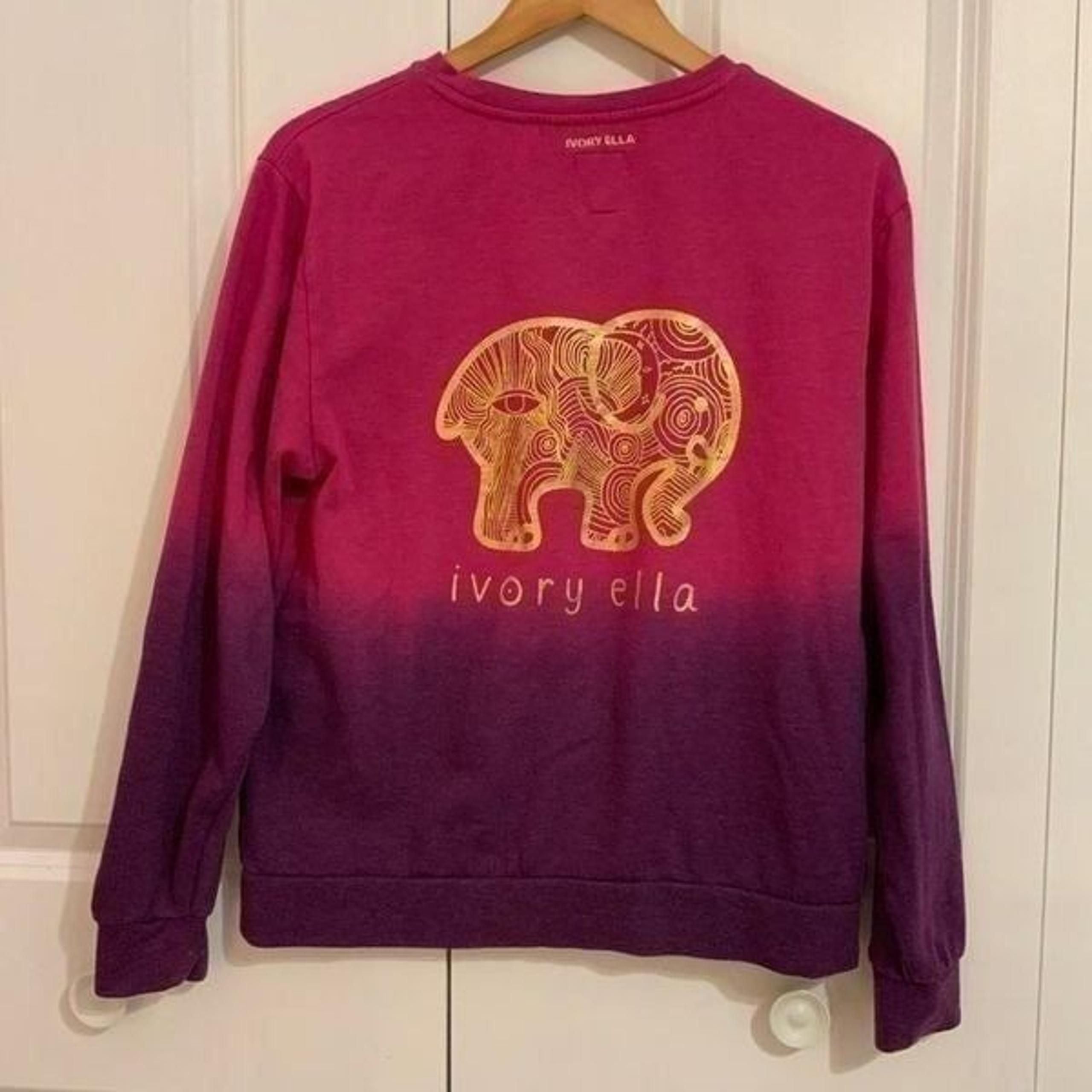 Ivory Ella Sweatshirt Purple Ombré Dip Dyed Long Sleeve XS