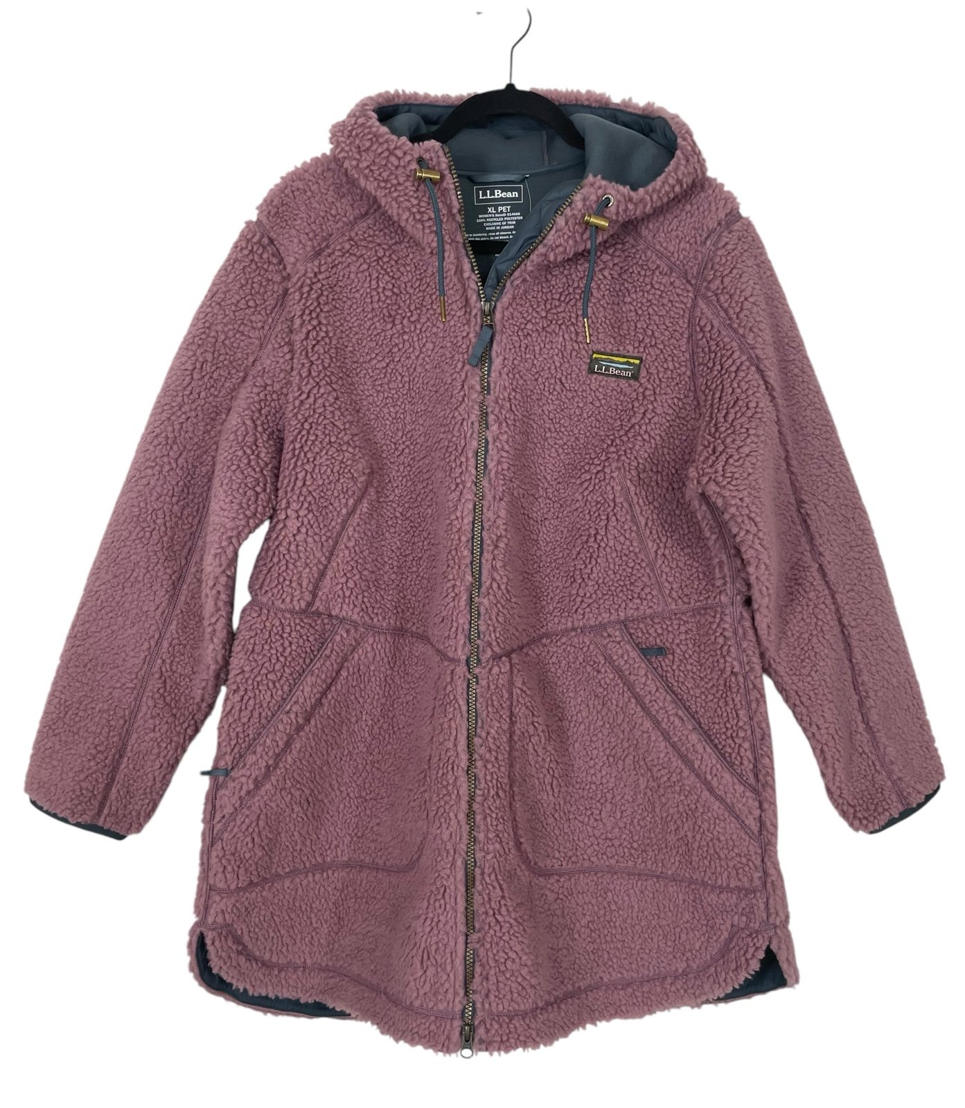 NWT L.L. Bean Women’s Mountain Pile Fleece Coat In Iris Mauve Sz XL Petite
