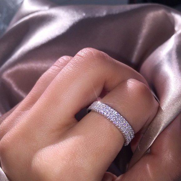 NEW 925 Silver/18K Triple Eternity Ring