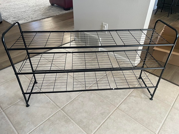 Shoe Rack 3 Tier Long Metal Shoe Organizer for Closet Entryway Black