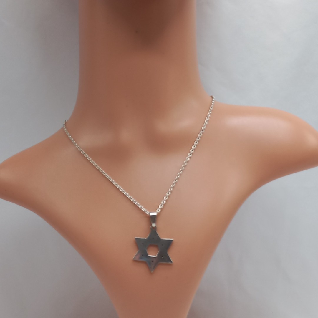 Vintage 950 Star of David Pendant Necklace Sterling Silver Chain
