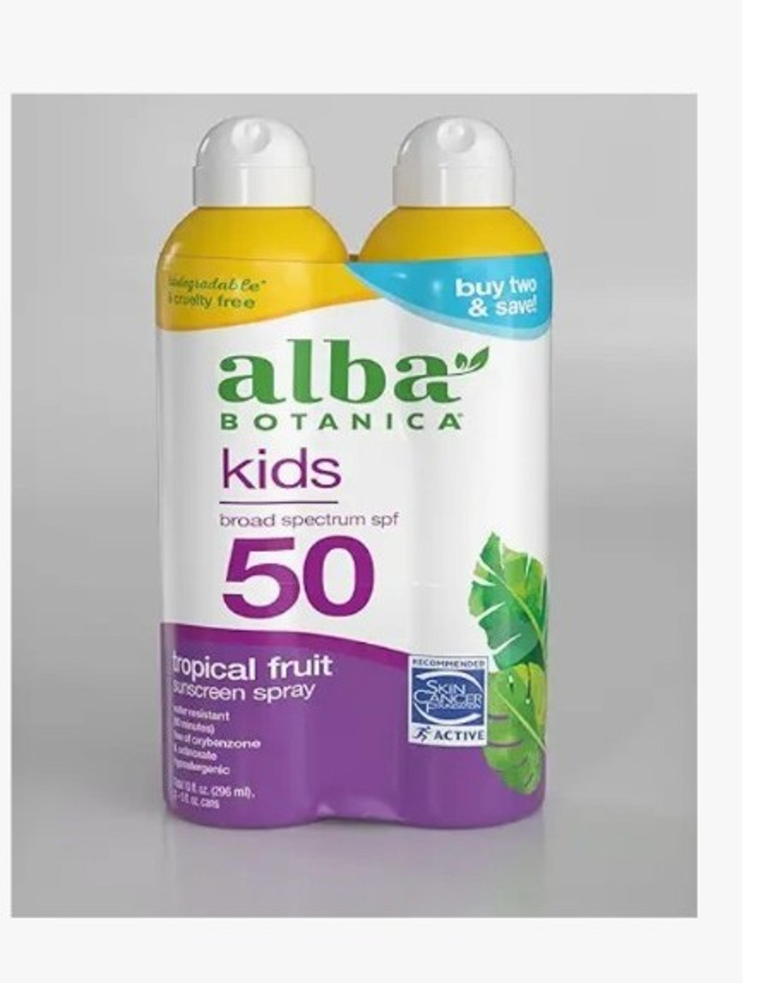 New ALBA KIDS Dual Pack Spray Application 50 SPF Sunscreen 2 pack