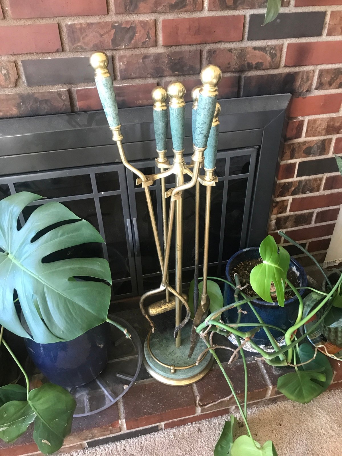 Vintage Marble fireplace tools