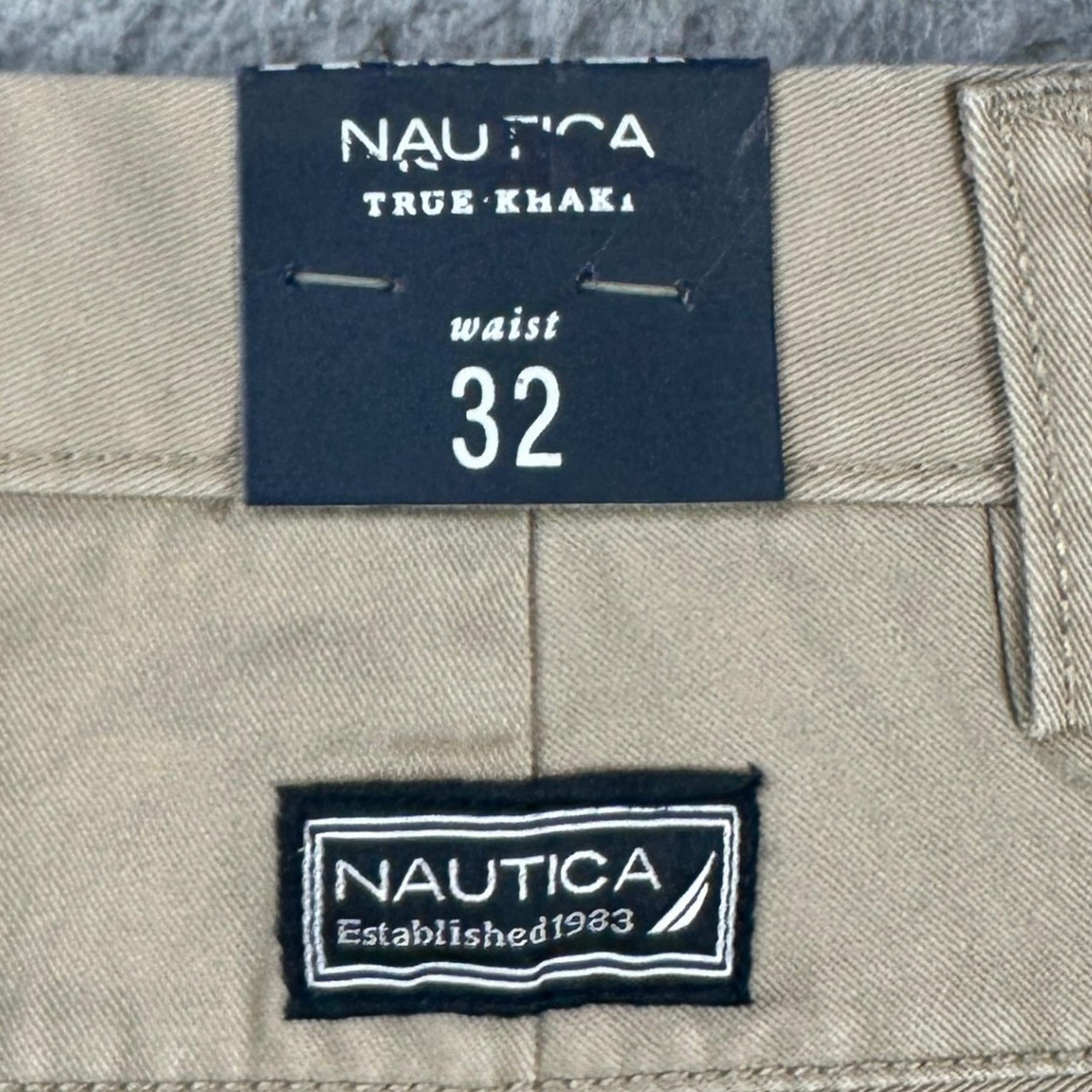 Nautica Mens True Khaki Shorts 32 Tan Flat Front Casual Pockets 100% Cotton NEW