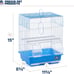 NEW Bird Cage Flat Top Economy Parakeet and Small Bird White Wire Blue Pan