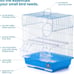 NEW Bird Cage Flat Top Economy Parakeet and Small Bird White Wire Blue Pan