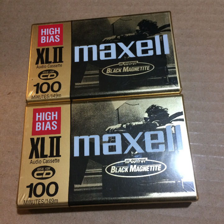 2 Maxell Hi Output Black Magetite XLII Sealed Blank Audio Cassette Tape 100 Min