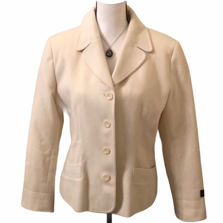 Harve Bernard Cream Wool Cashmere Coat