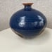 Vtg Studio Art Pottery Weed Pot Vase Blue brown Glazes 7” X 7”