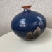 Vtg Studio Art Pottery Weed Pot Vase Blue brown Glazes 7” X 7”