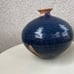 Vtg Studio Art Pottery Weed Pot Vase Blue brown Glazes 7” X 7”