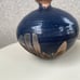 Vtg Studio Art Pottery Weed Pot Vase Blue brown Glazes 7” X 7”