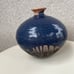 Vtg Studio Art Pottery Weed Pot Vase Blue brown Glazes 7” X 7”