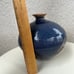 Vtg Studio Art Pottery Weed Pot Vase Blue brown Glazes 7” X 7”