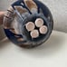 Vtg Studio Art Pottery Weed Pot Vase Blue brown Glazes 7” X 7”
