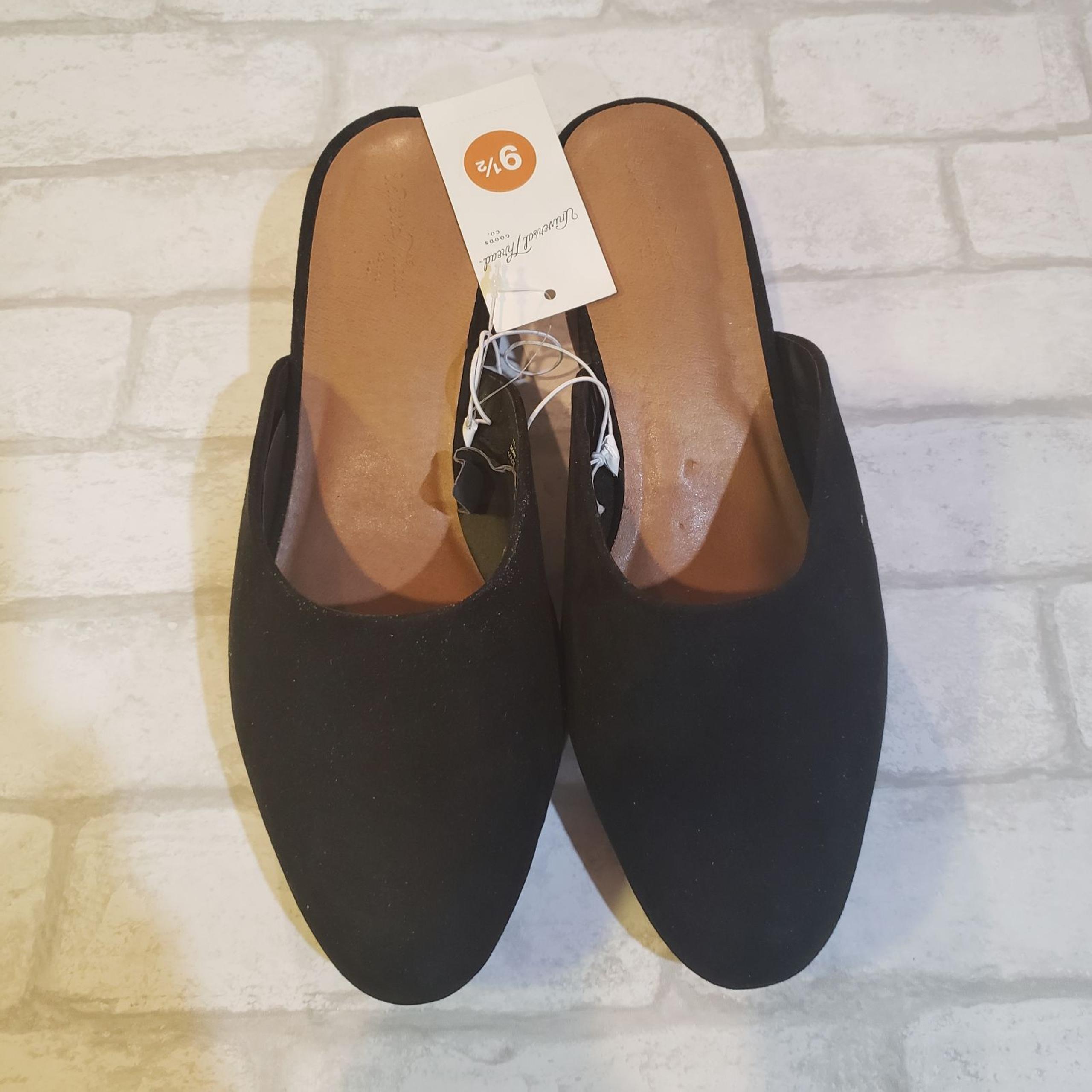 Black Microsuede Slip On Mules