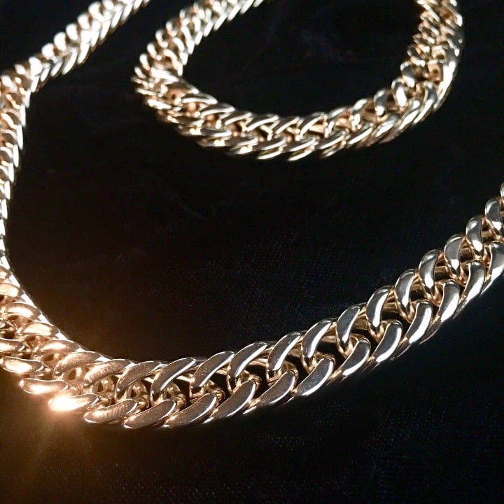 DOUBLE CUBAN LINK CHAIN 18K GOLD ITALY