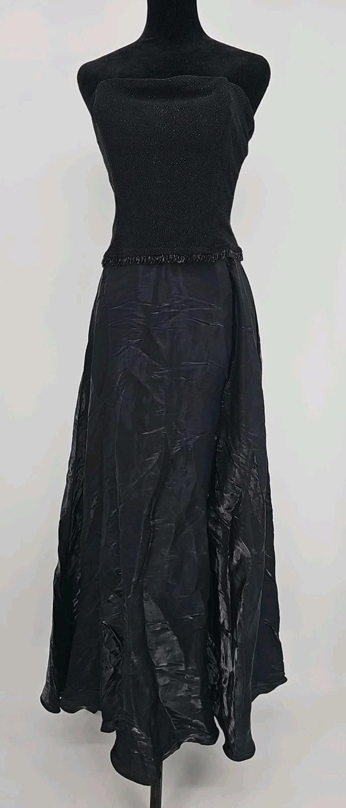Vintage 90s Black Metallic Sequin Prom Dress Cocktail Party Scott McClintock 10