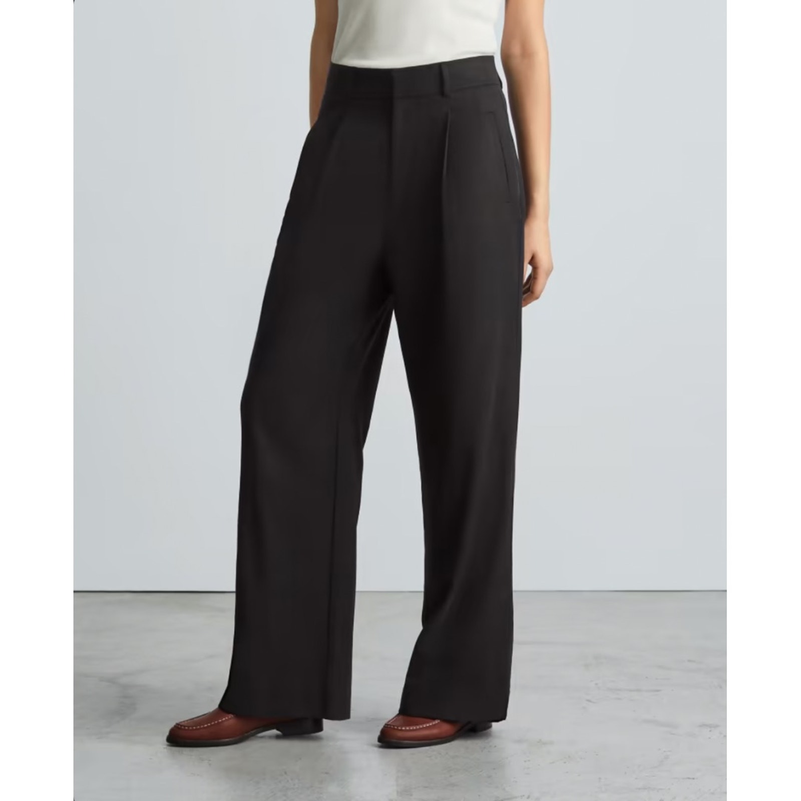NWOT Everlane The Way-High Drape Pant Lightweight Wide Leg Black Size 10 Regular