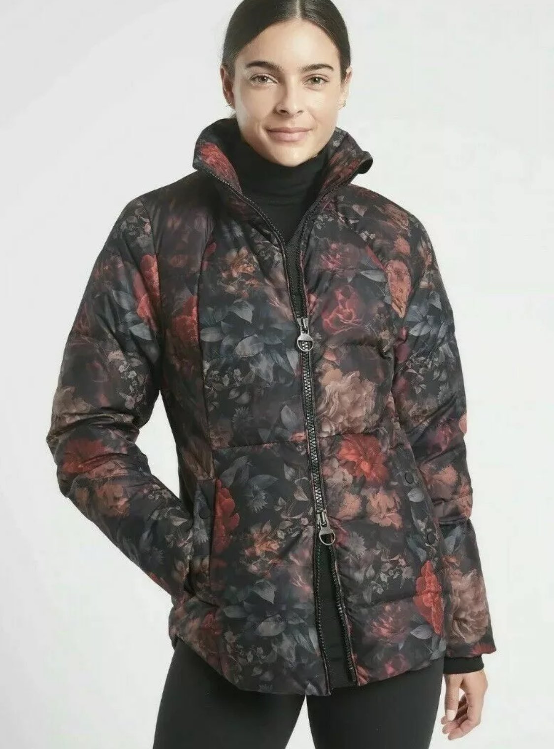 Athleta Downtown Puffer Jacket Norwegian Antoinette Grey XS