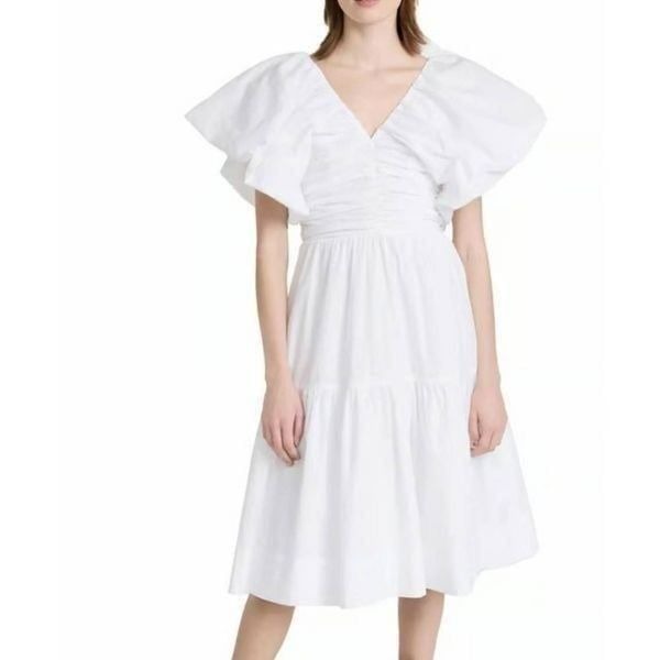 NWT BLACK HALO Tide midi short sleeve white Dress sz 2