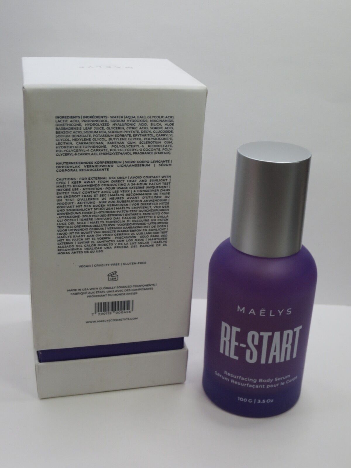 MAELYS RE-START RESURFACING BODY SERUM 3.5 OZ BOXED
