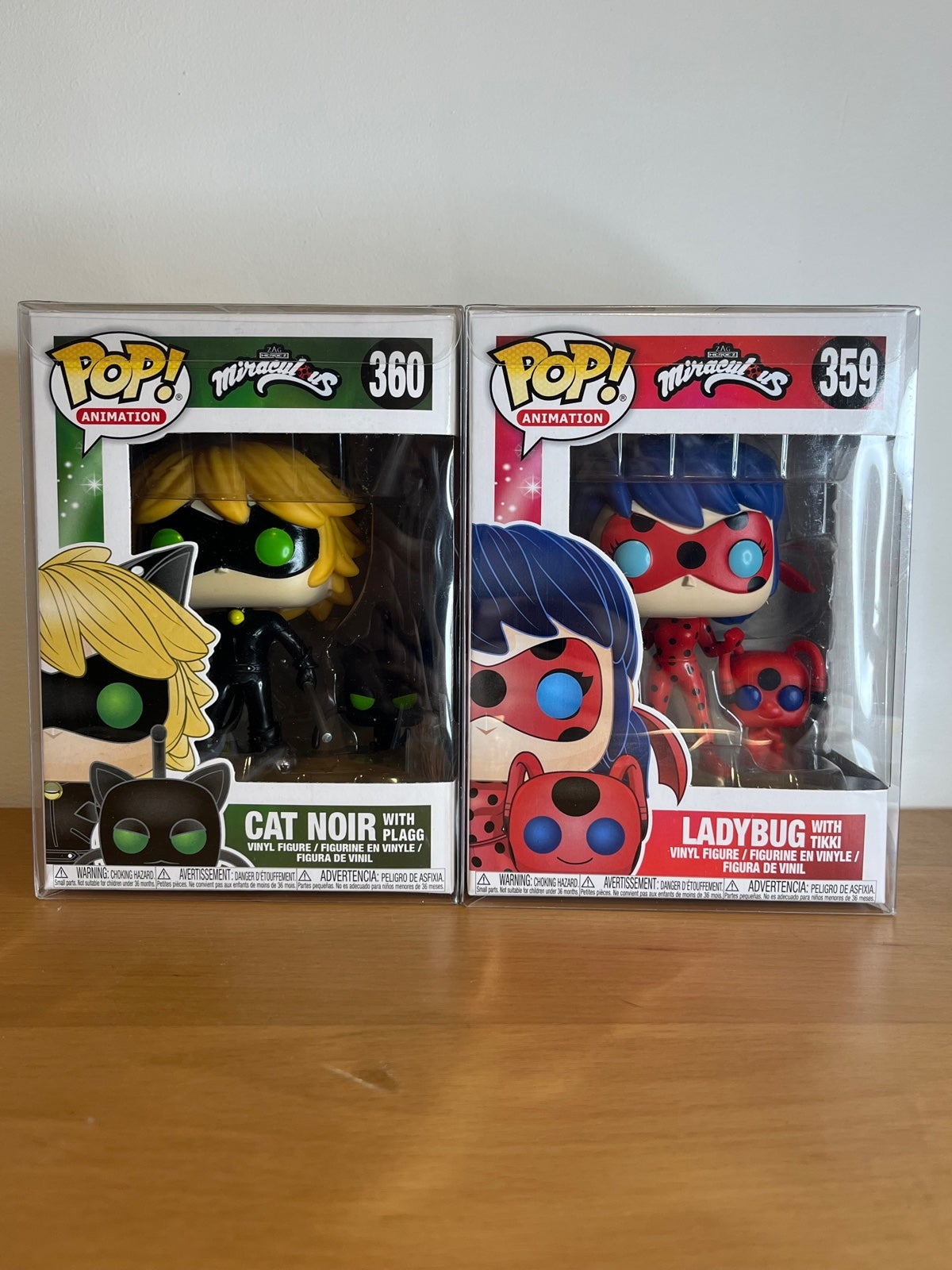 Funko Pop! Miraculous LadyBug & Chat Noir bundle w/Protectors