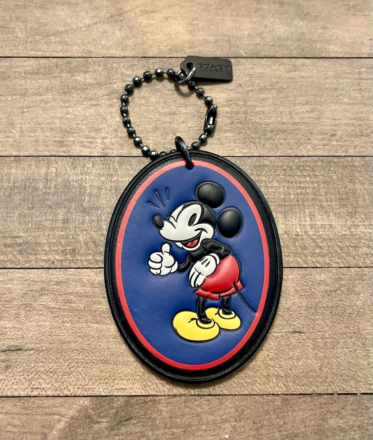 Coach X Disney Blue & Black Leather Mickey Mouse Keychain Fob Bag Charm