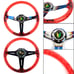 NEW JDM LEAF Universal 6-Hole 350mm Deep Dish Red Crystal Bubble Steering Wheel