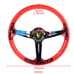 NEW JDM LEAF Universal 6-Hole 350mm Deep Dish Red Crystal Bubble Steering Wheel