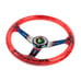 NEW JDM LEAF Universal 6-Hole 350mm Deep Dish Red Crystal Bubble Steering Wheel