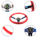 NEW JDM LEAF Universal 6-Hole 350mm Deep Dish Red Crystal Bubble Steering Wheel
