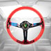 NEW JDM LEAF Universal 6-Hole 350mm Deep Dish Red Crystal Bubble Steering Wheel