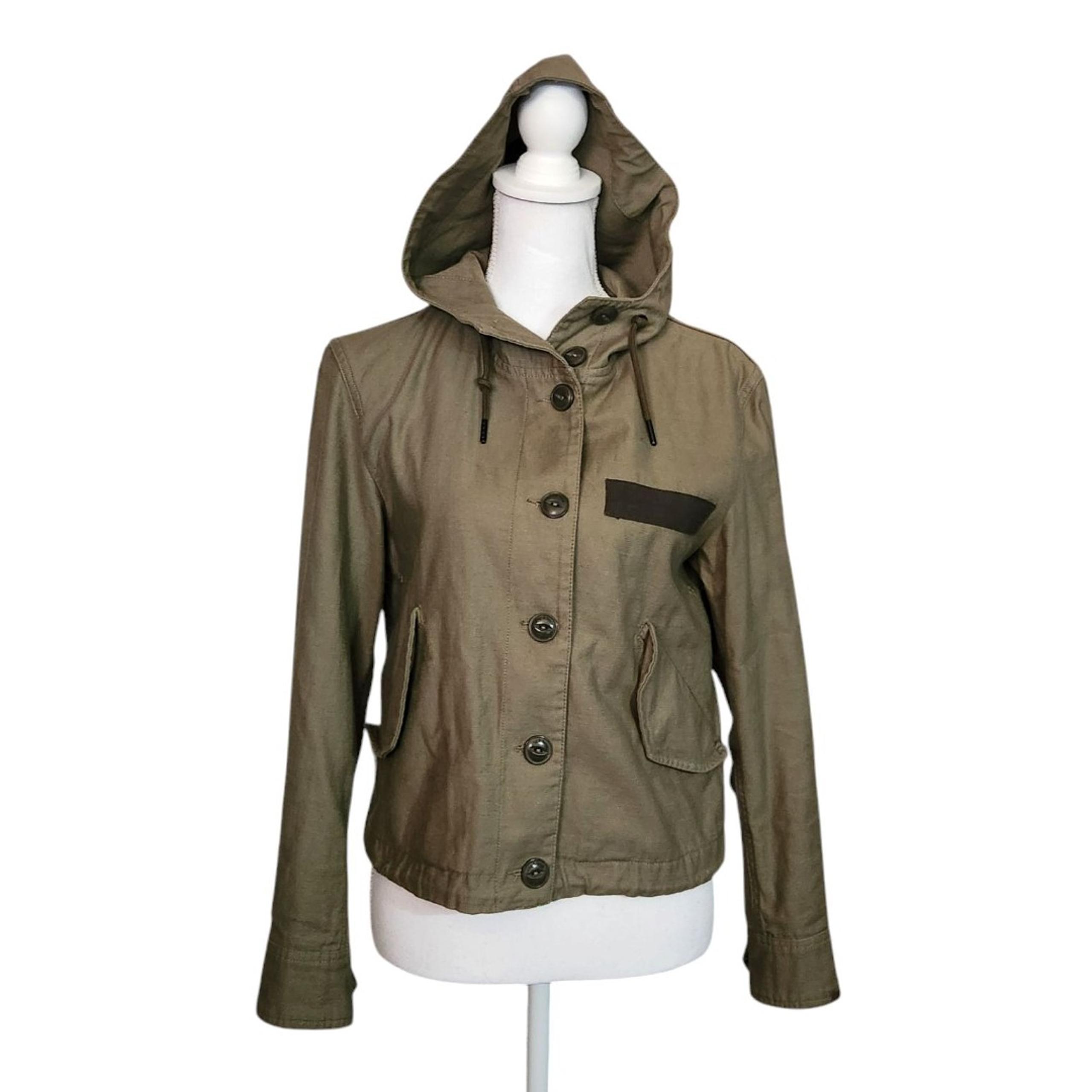 Rag & Bone Utility Jacket Button Closure Laurel Green Cotton Hood Womens Size XS