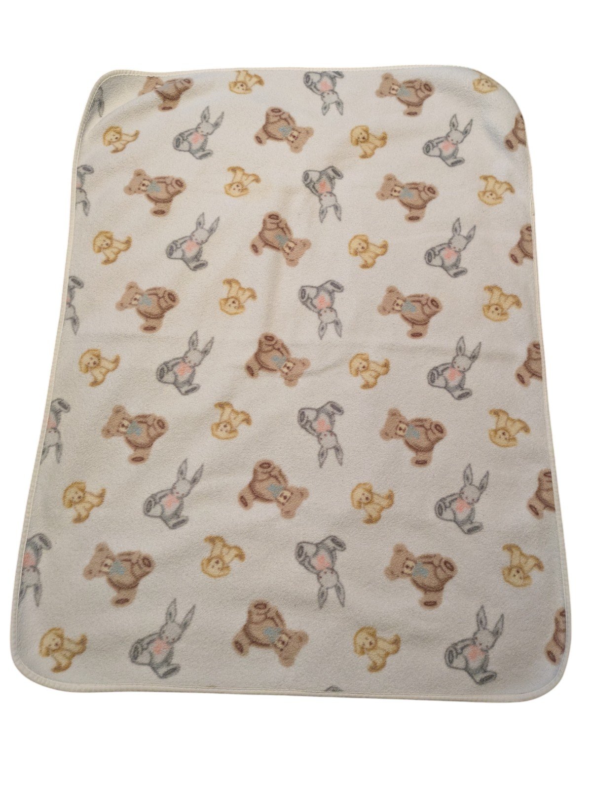 Carters Fleece Baby Blanket Bunny Rabbit Puppy Dog Brown Bear Rare Bows Vintage
