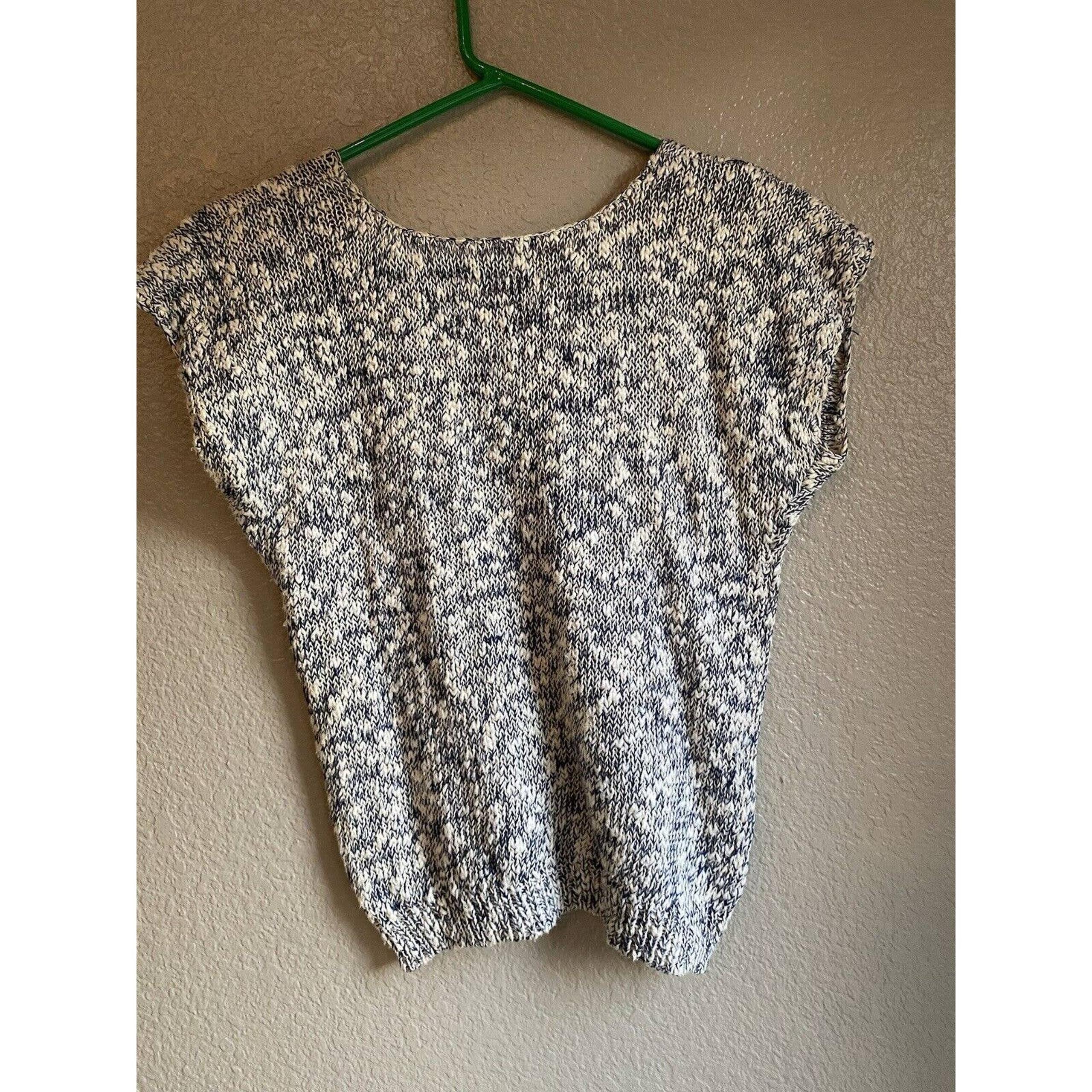 Blue Nubby Chunky Knotty Boxy Sleeveless sweater 80s vintage 90s Small