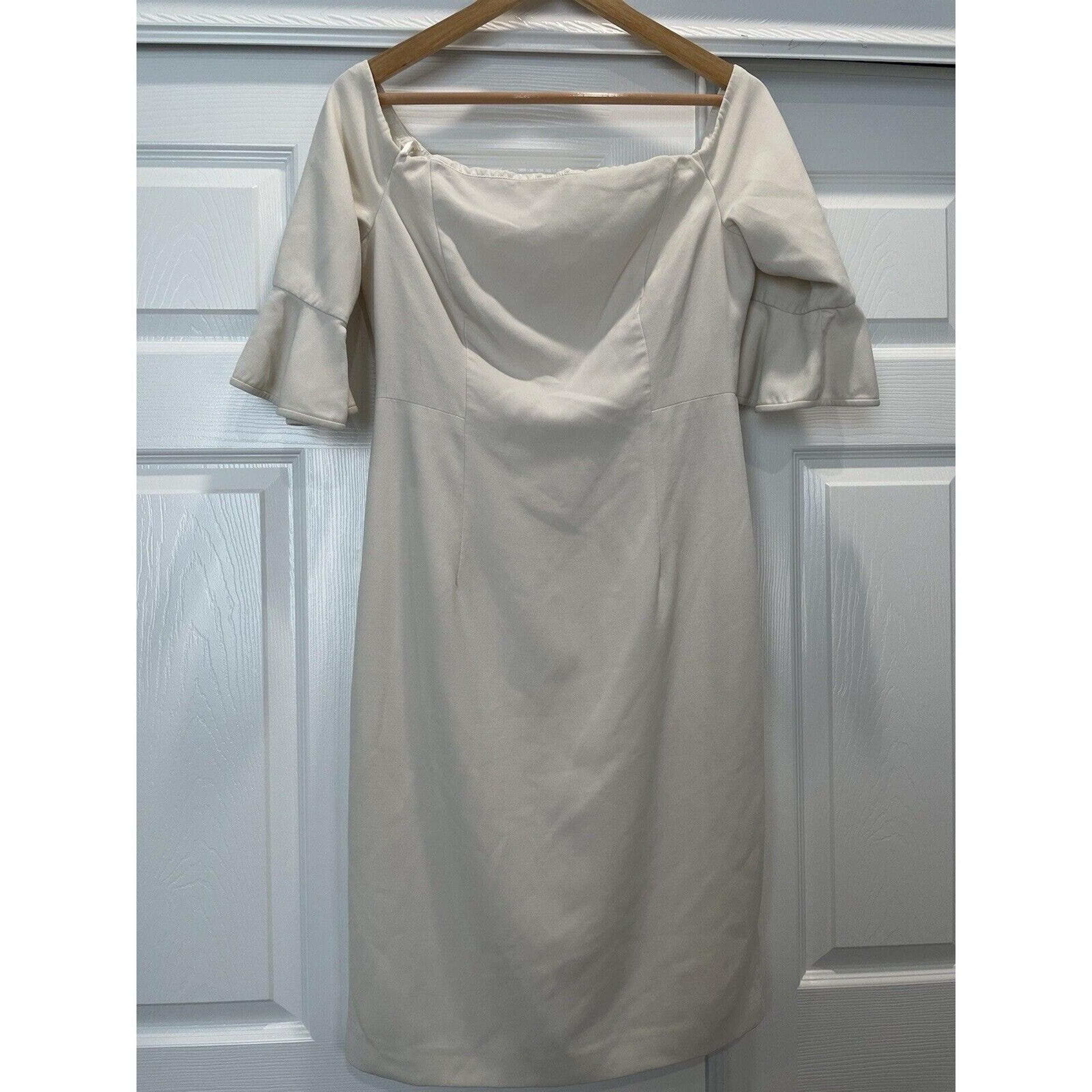 Black Halo Women's Madigan Off The Shoulder White Sheath Dress - Size 12
