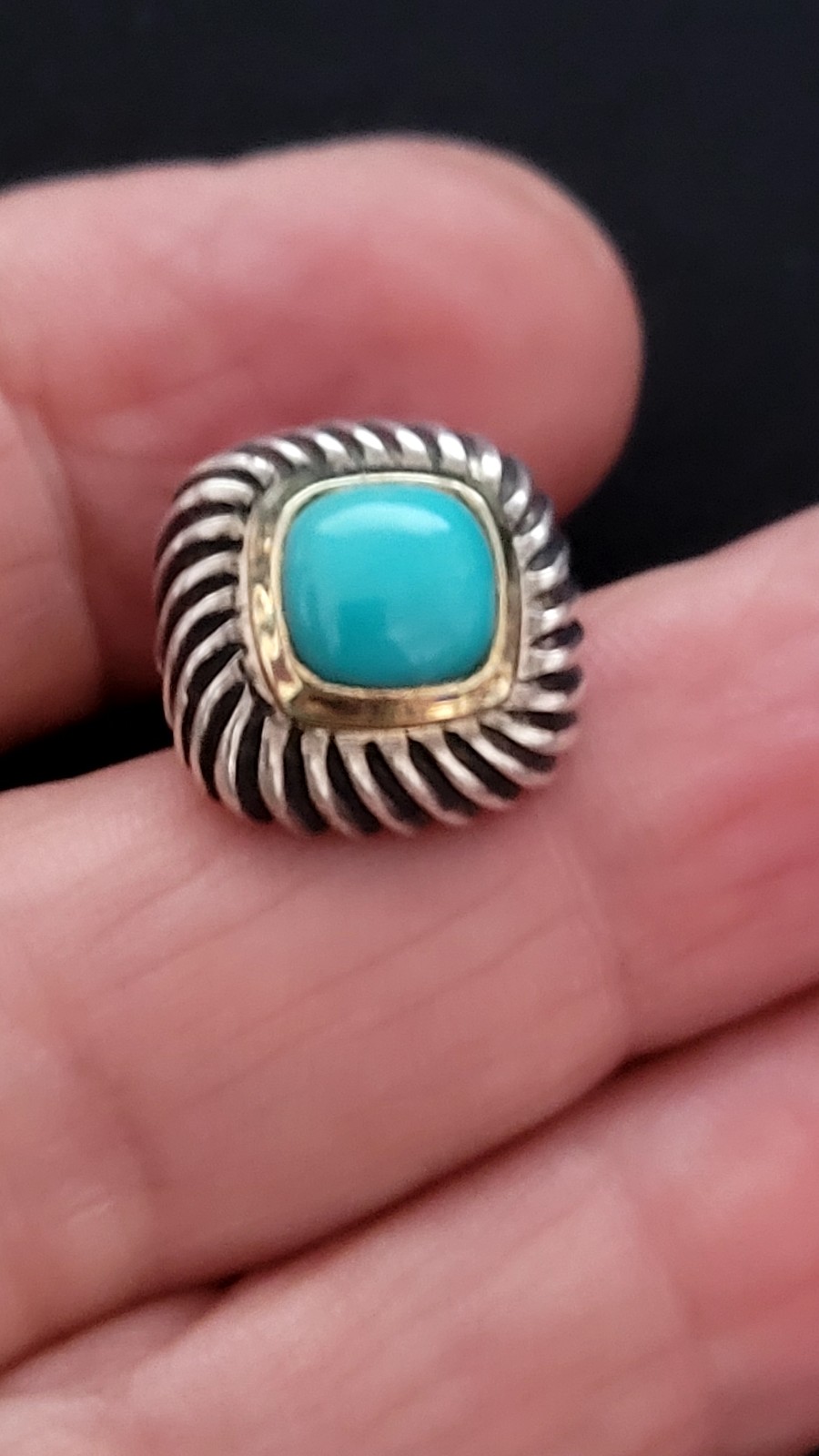SINGLE David Yurman Two-Two-Tone Turquoise Albion Stud Earring - Replacement
