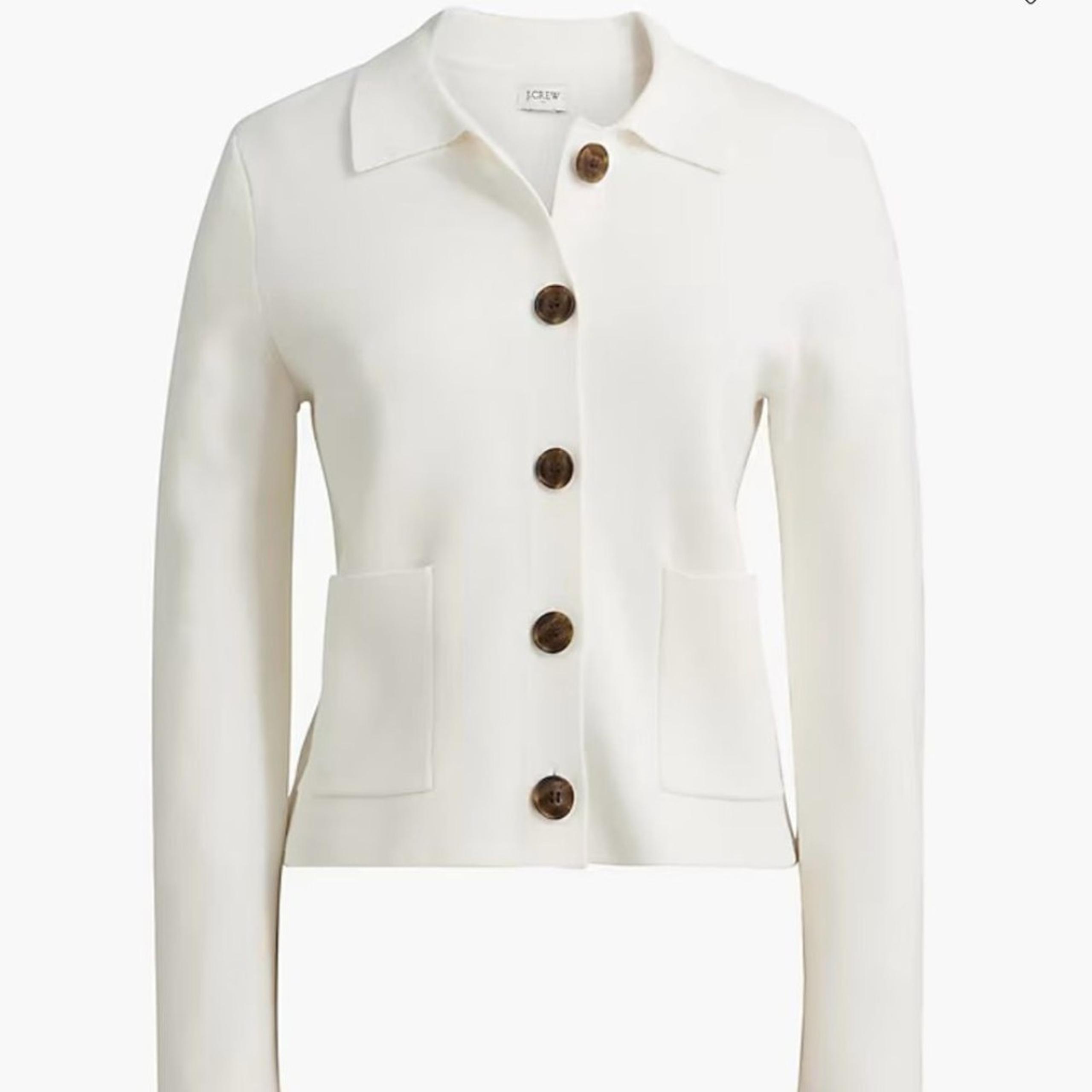 NWT J. Crew Factory 2024 Ivory Polo Cardigan Sweater Size M