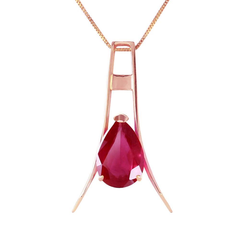 14K. SOLID GOLD NECKLACE WITH NATURAL RUBY (Rose Gold)