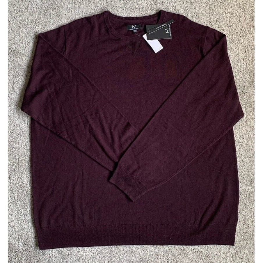 NWT Magaschoni Burgundy Lightweight 100% Wool Men's Sweater XXXLT Big & Tall New
