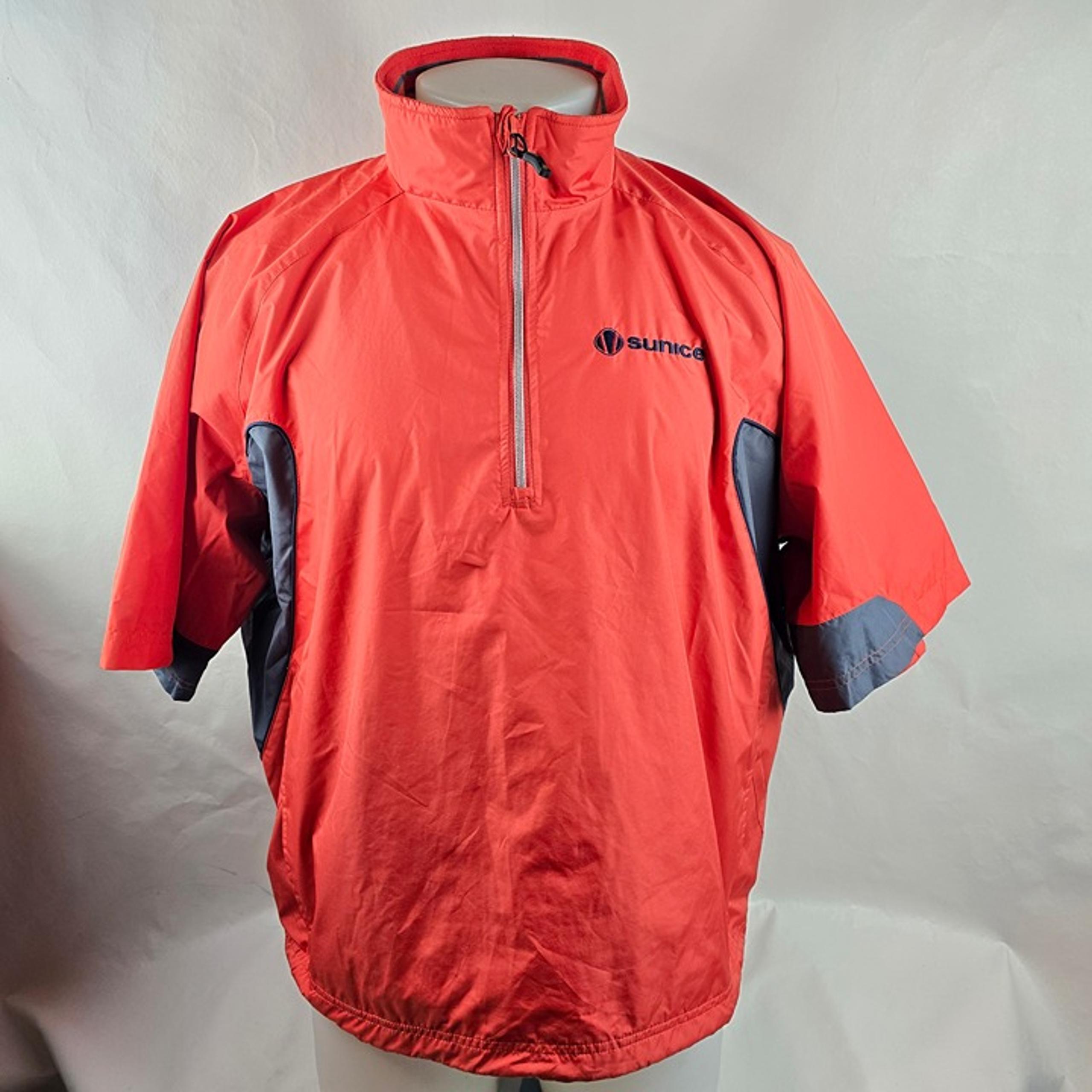 Sunice Jacket Mens Medium Orange Red Half Zip Windbreaker Weather Golf Pullover