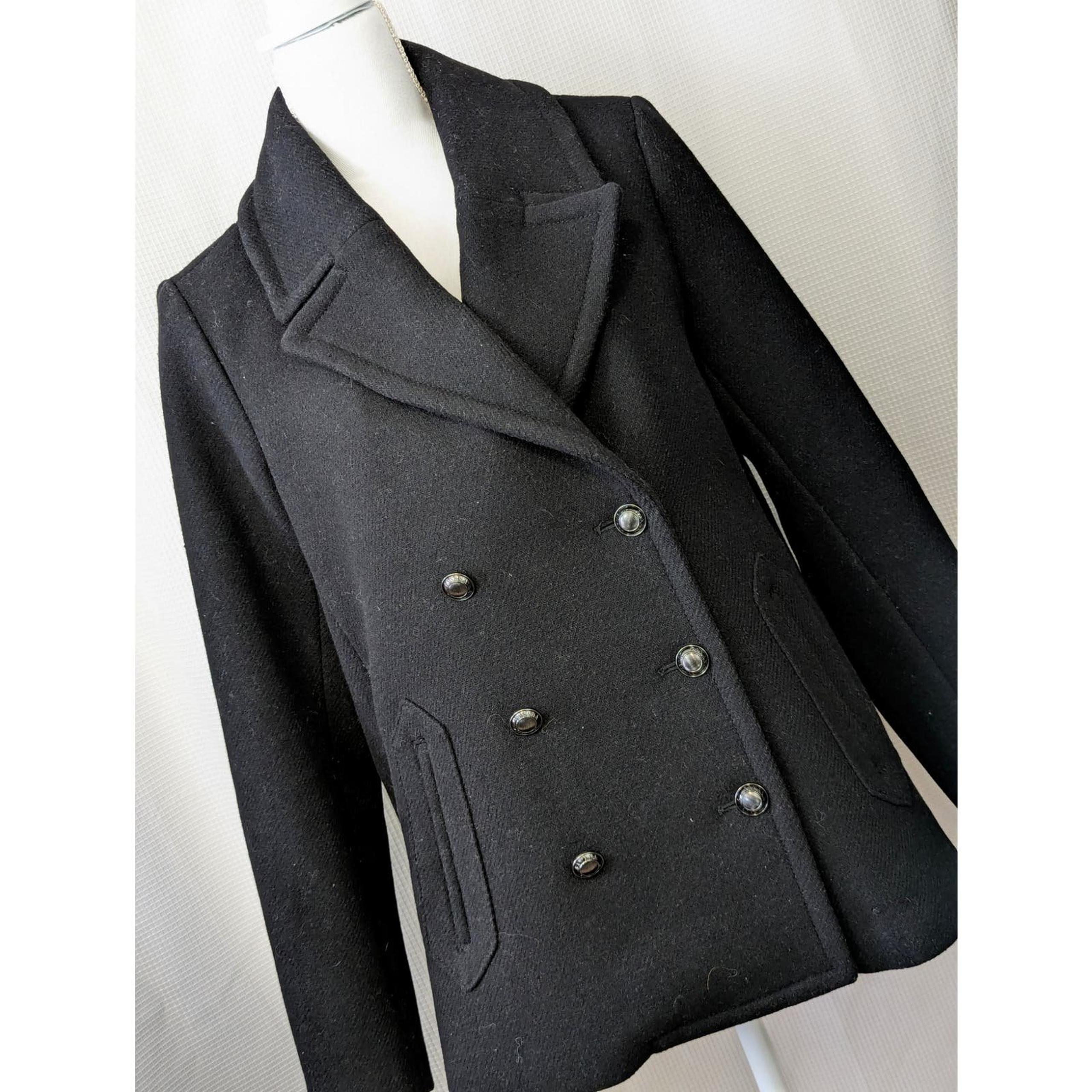 BANANA REPUBLIC! RICH BLACK WOOL BLEND TEXTURED JACKET, PEA COAT! SZ M