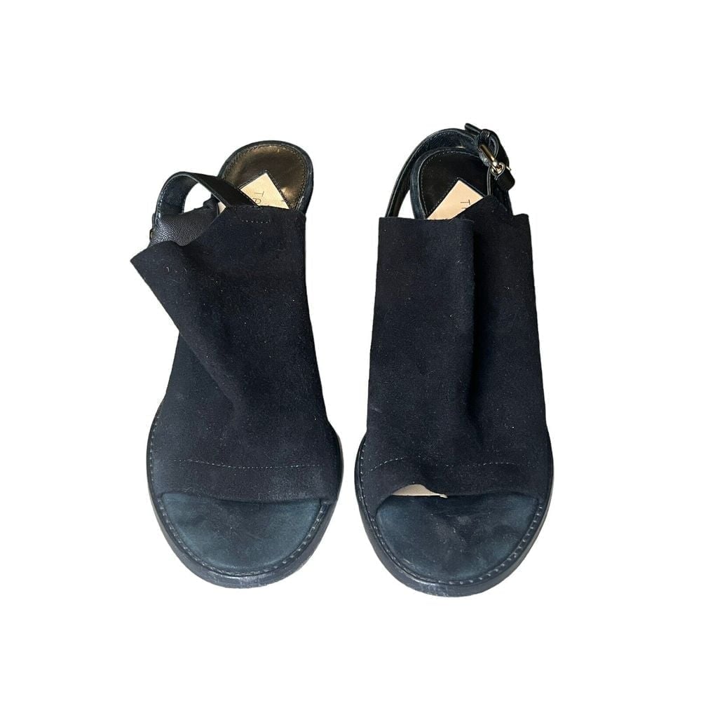 Tamara Mellon Black Suede Open Toe Shoes 37.5